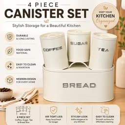 Luxury Airtight Kitchen Organizer Set (Tea, Coffee, Sugar + Bread Box)