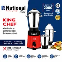 National View KING CHEF Commercial Mixer Grinder – Powerful 2000 Watts