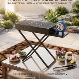 Premium Folding BBQ Machine With Manual Air Blower - Size: 90 × 32 × 16 CM