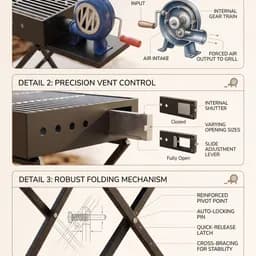 Premium Folding BBQ Machine With Manual Air Blower - Size: 90 × 32 × 16 CM - 2