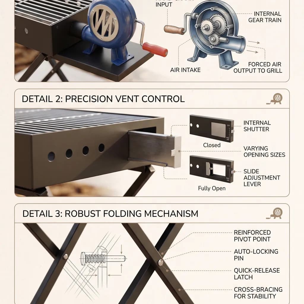Premium Folding BBQ Machine With Manual Air Blower – 84×32×16 CM - Image 2