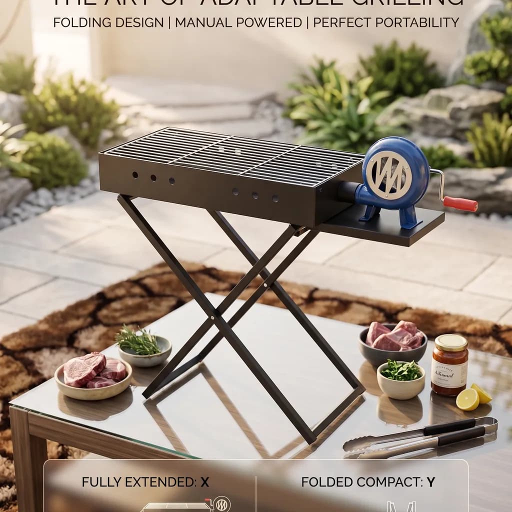Premium Folding BBQ Machine With Manual Air Blower – 84×32×16 CM - Image 1